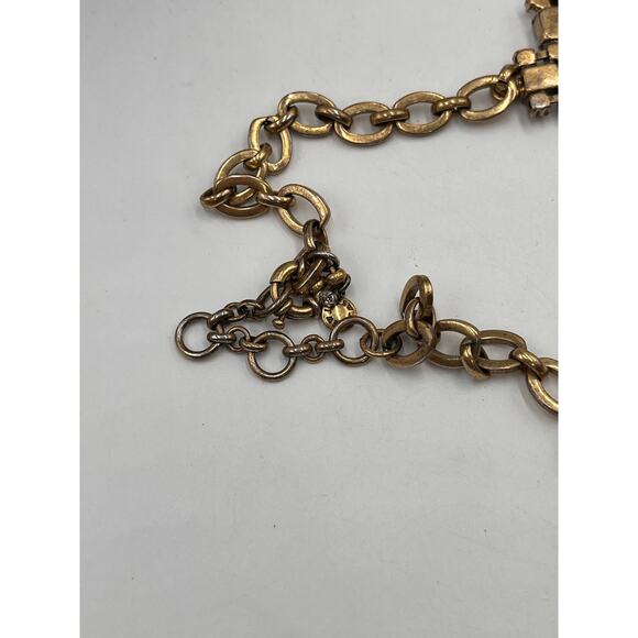 J. crew Sparkling Rhinestone Fancy Bling Statement Gold Ox Necklace - Picture 9 of 10